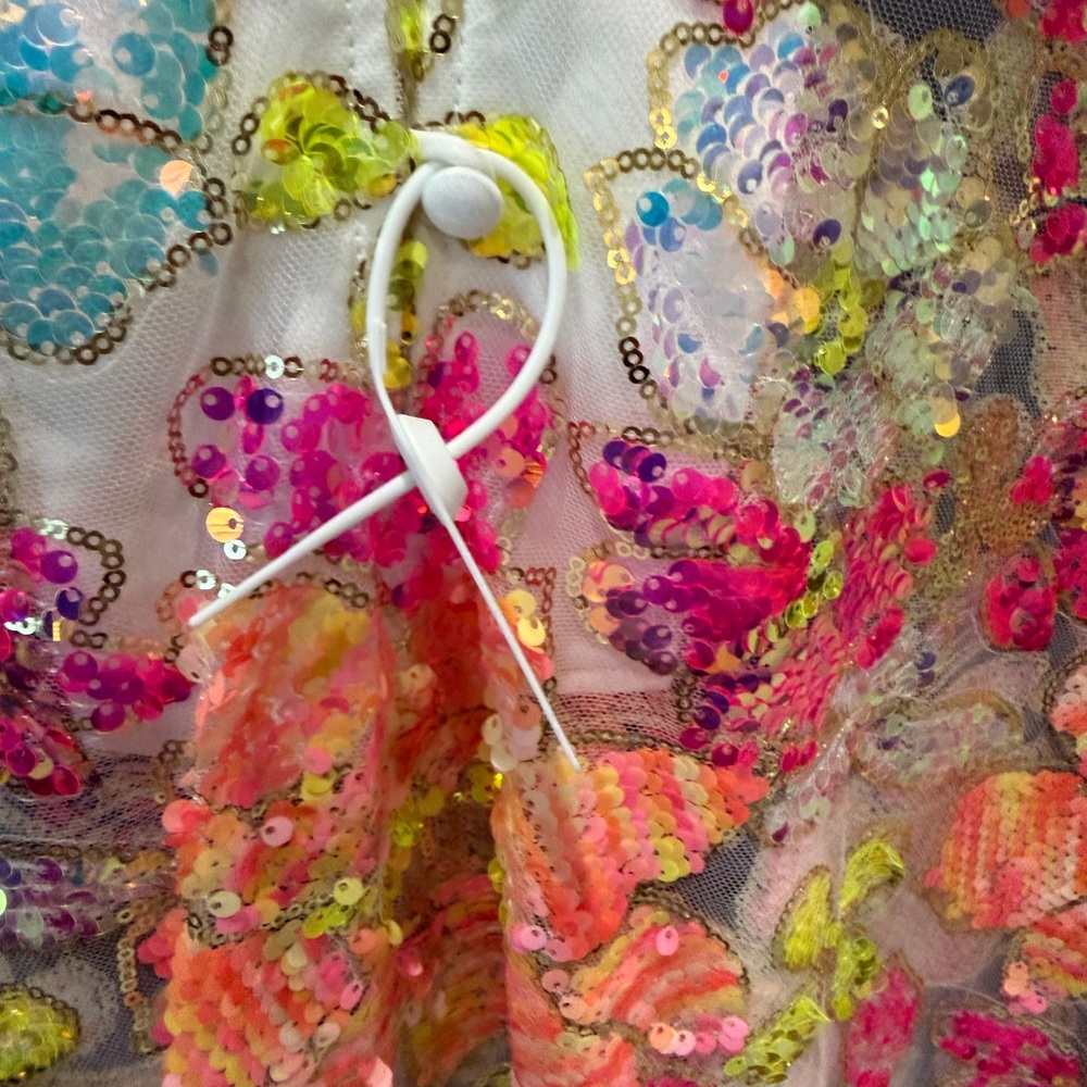 La Vie Style House Sequin Floral Chiffon Maxi Dress rare one size - Picture 5 of 7